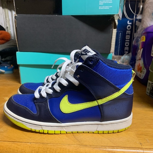 Nike Dunk high blue and volt green - Picture 2 of 6